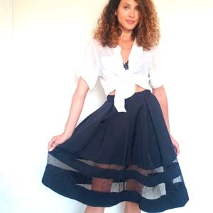EXPRESS Peek-a-boo Sheer Panel Skirt